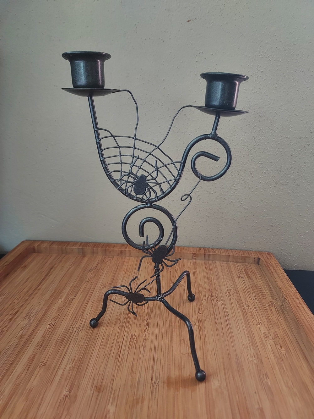 Spider Web Metal Candle Holder - Black Holiday Decor